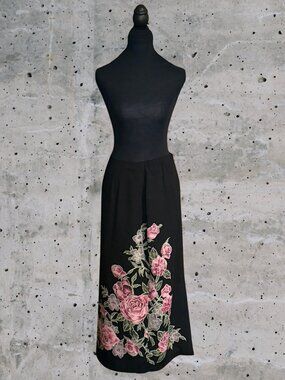 AGB Byer California Women’s Black Skirt with Floral Accents (1226)